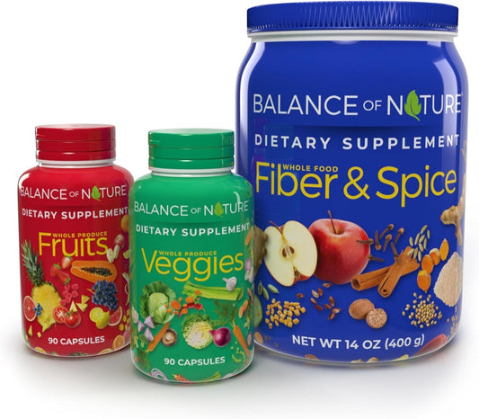 Balance of Nature Whole Health System: Wholefood Fruits, Veggies & Fibre Supplements (30 Servings Each) – Image 1