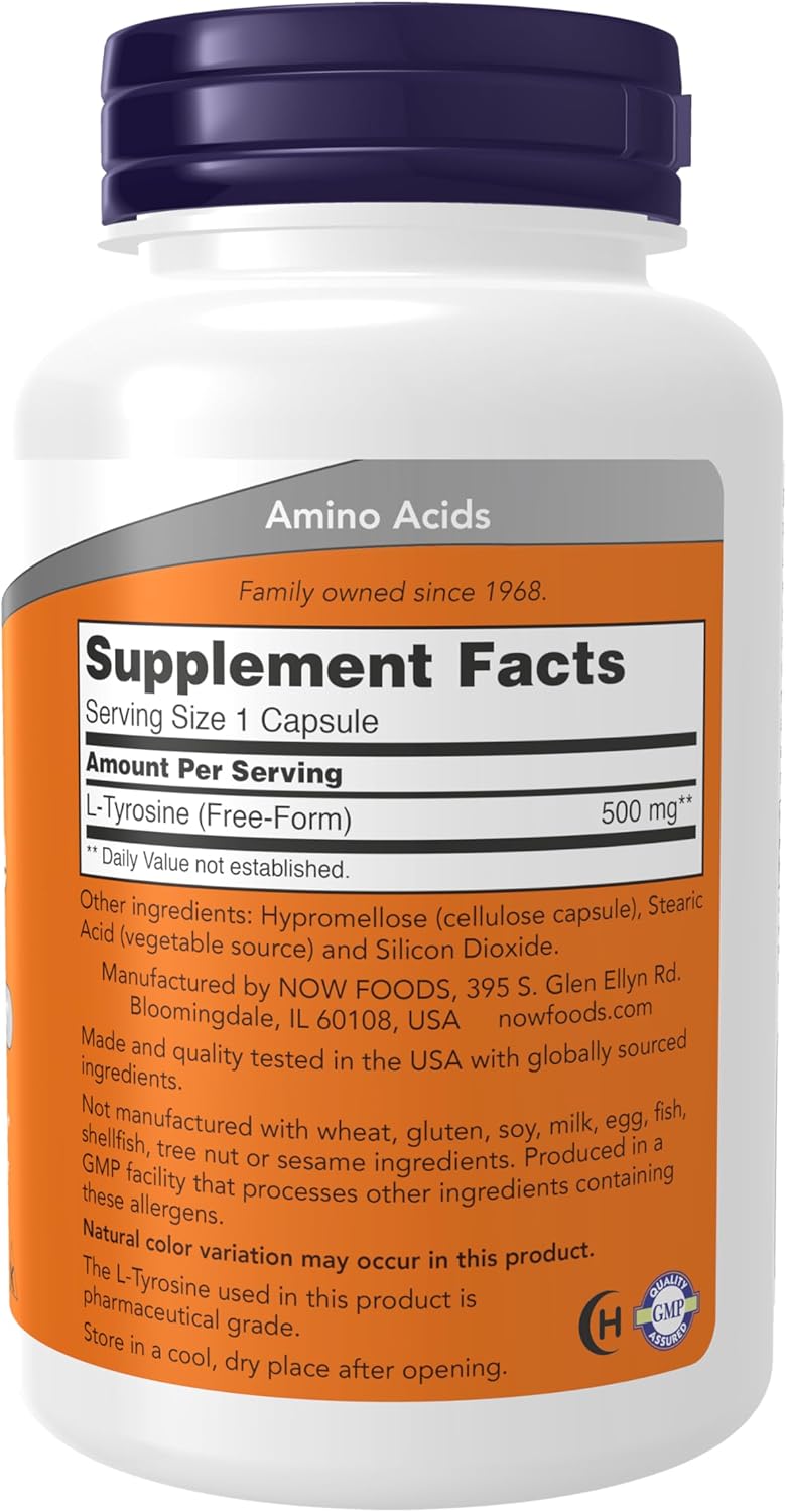 NOW Supplements, L-Tyrosine 500 mg, 120 Capsules - görsel 2