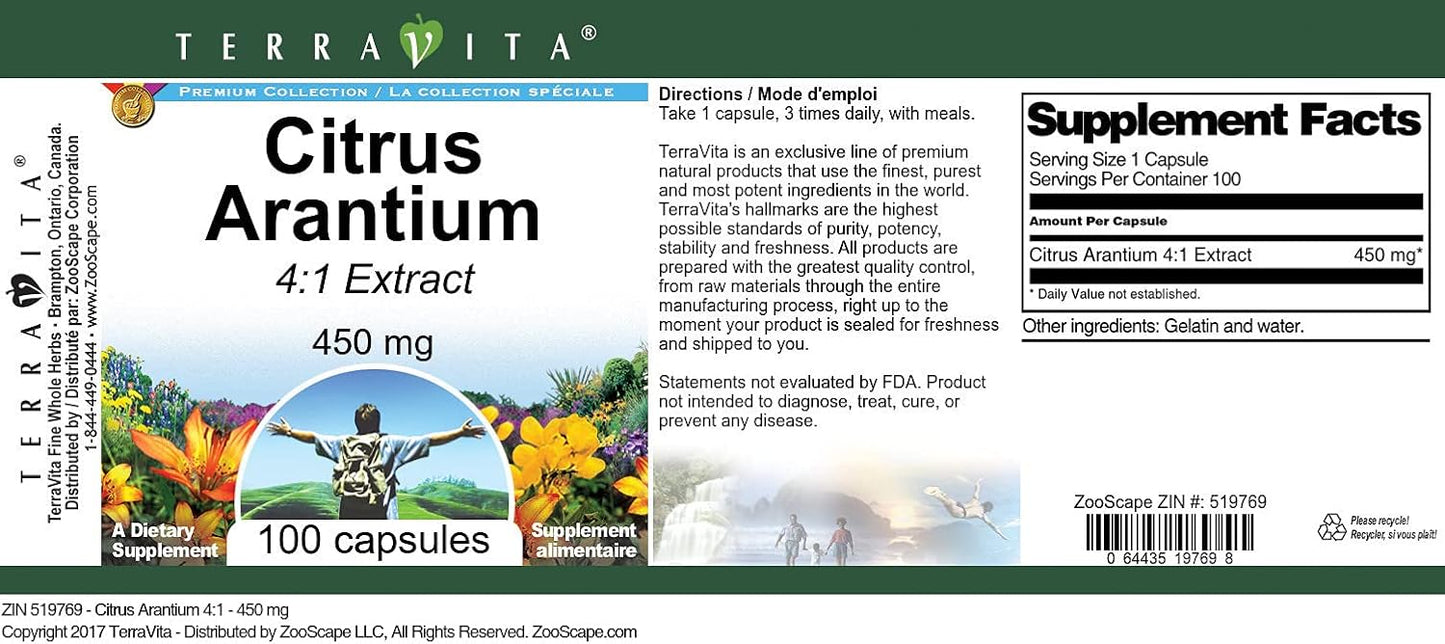 TerraVita Citrus Arantium 4:1 – 450 mg, 100 Capsules - görsel 3