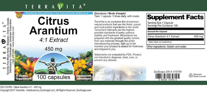 TerraVita Citrus Arantium 4:1 – 450 mg, 100 Capsules