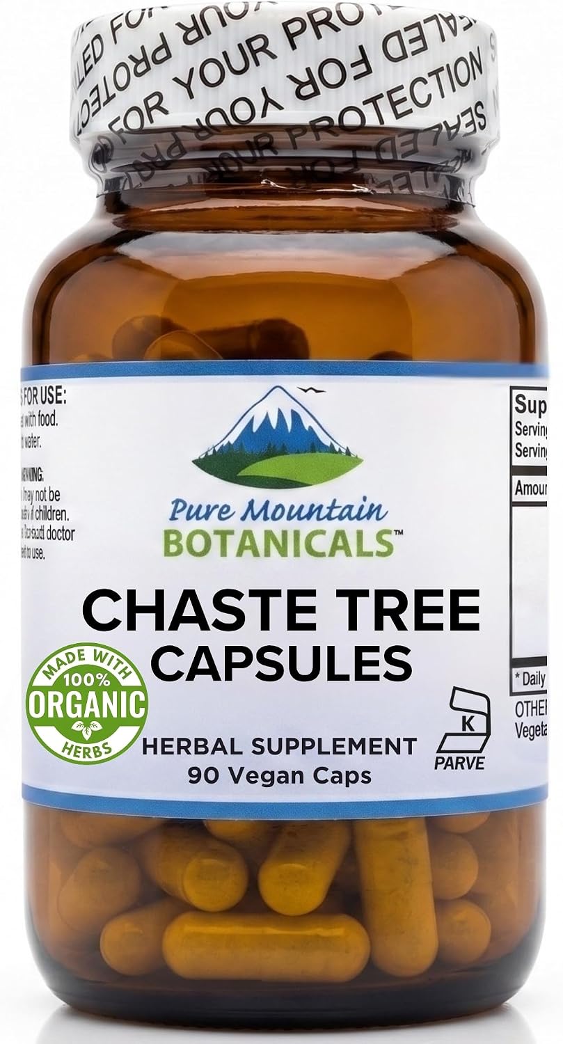 Pure Mountain Botanicals Vitex Chasteberry Supplement - Organic, 90 Capsules, 400mg - görsel 1