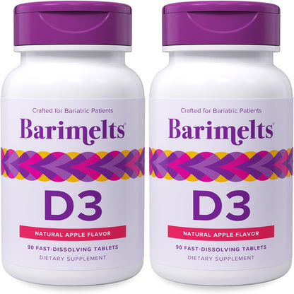 BariMelts Vitamin D3 5000 IU, 90 Fast-Dissolving Tablets (3-Month Supply), Bariatric Vitamins for Women, Natural Apple Flavour