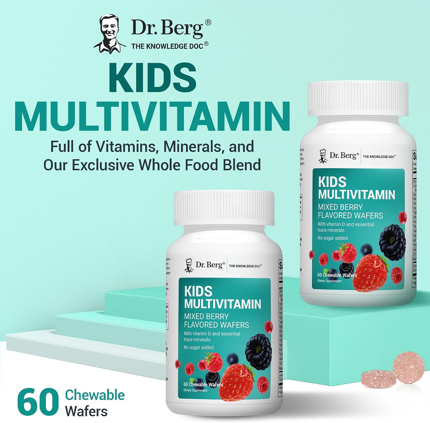 Dr. Berg Kids Chewable Multivitamins - Mixed Berry - 60 Wafers - görsel 3