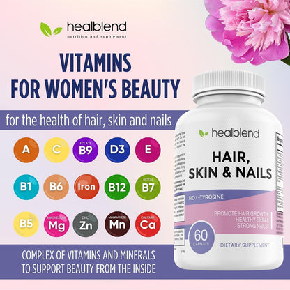 healblend Hair, Skin and Nails Vitamins for – Biotin (5,000 mcg): Supports keratin production, the protein that – Image 7