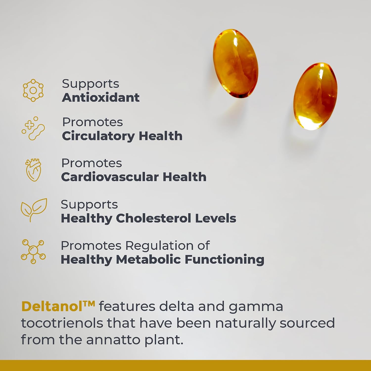 Premier Research Labs Deltanol - Tocotrienol Vitamin E for Men & Women, Annatto Tocotrienols, 100 mg Tocotrienol Complex per Capsule, Antioxidants, Supports Heart & Metabolic Health - 60 Capsules - görsel 4