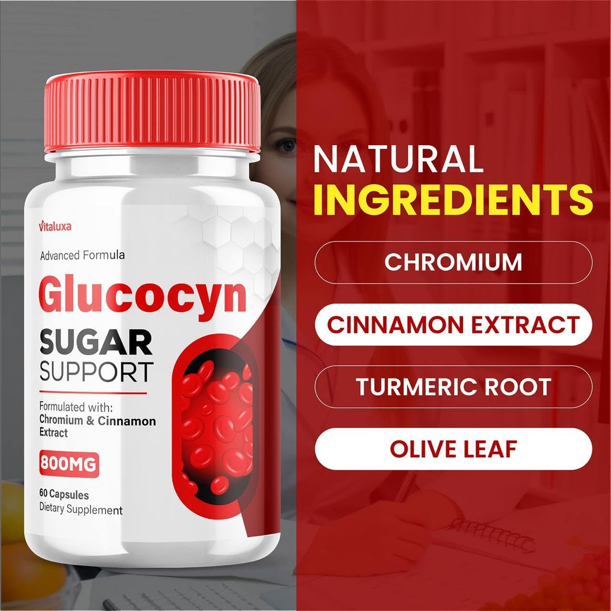 (2 Pack) Glucocyn Support Capsules – Maximum Strength Glycogen Health Formula 800mg – Image 3