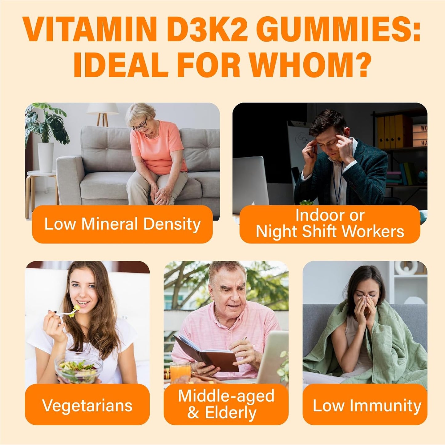 Vitamin D3 10000IU + K2 Gummies with Methyl B12, Calcium, Magnesium, Zinc & Elderberry - Sugar-free Vegan - görsel 6