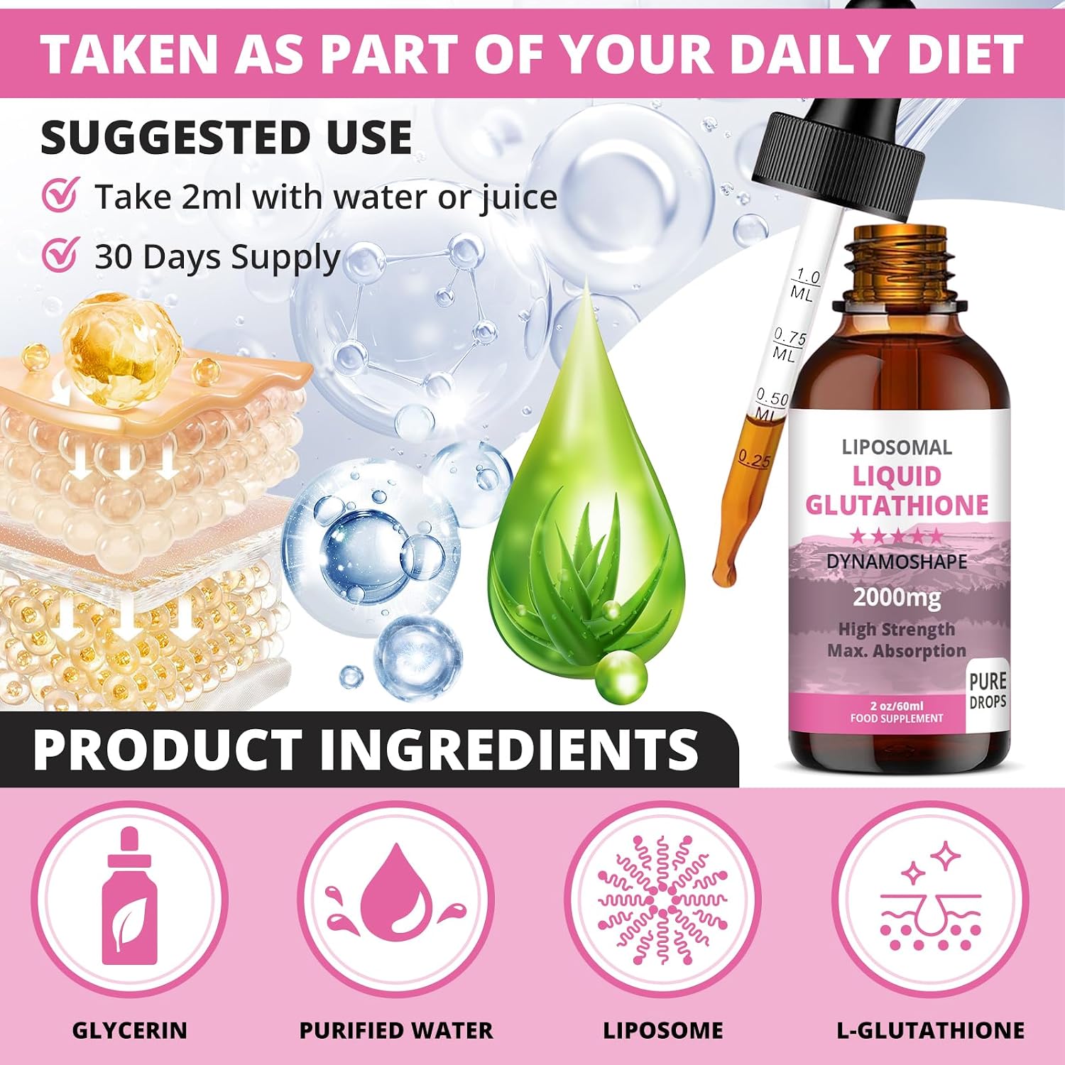 Liposomal Glutathione 2000mg with Vitamin C – Liquid Antioxidant Supplement - görsel 2