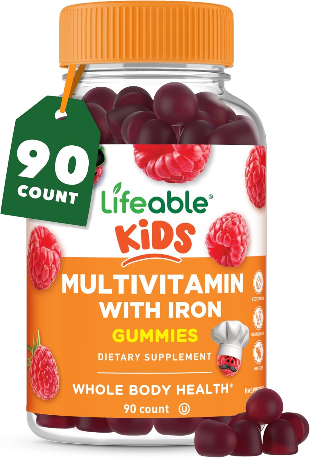 Lifeable Kids Multivitamin with Iron Gummies – 90 Count – Image 1