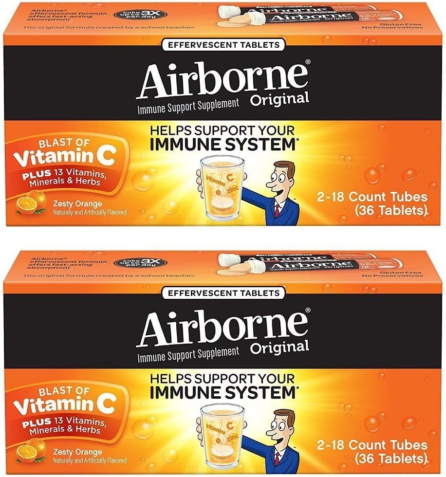 Airborne 750mg Vitamin C Immune Support Supplement Gummies for Adults, Zesty Orange Flavour, Gluten free Crafted Blend with Powerful Antioxidants Vitamins A C & E, 63 Gummies (2 Pack) - görsel 10