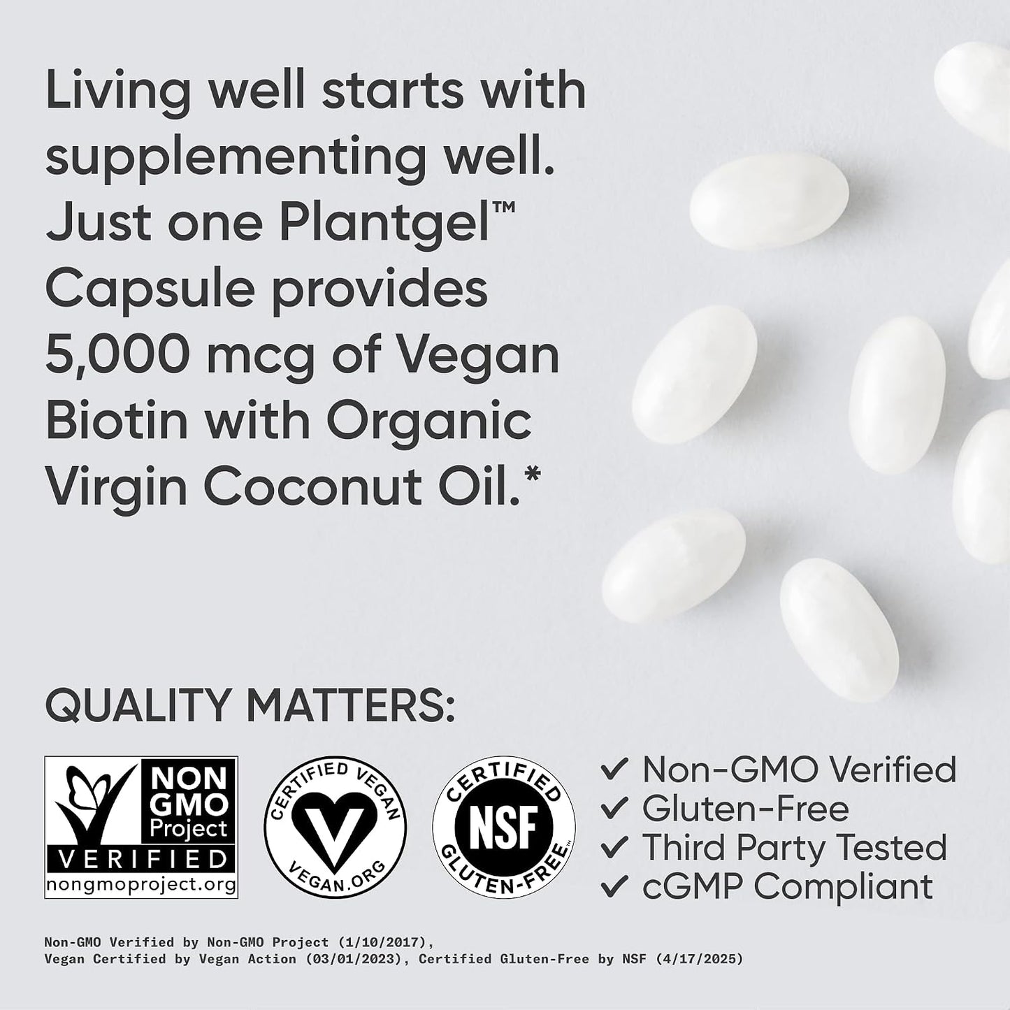 Sports Research® Biotin 5000mcg with Organic Coconut Oil - Vegan, Non-GM, 120 Softgels - görsel 4