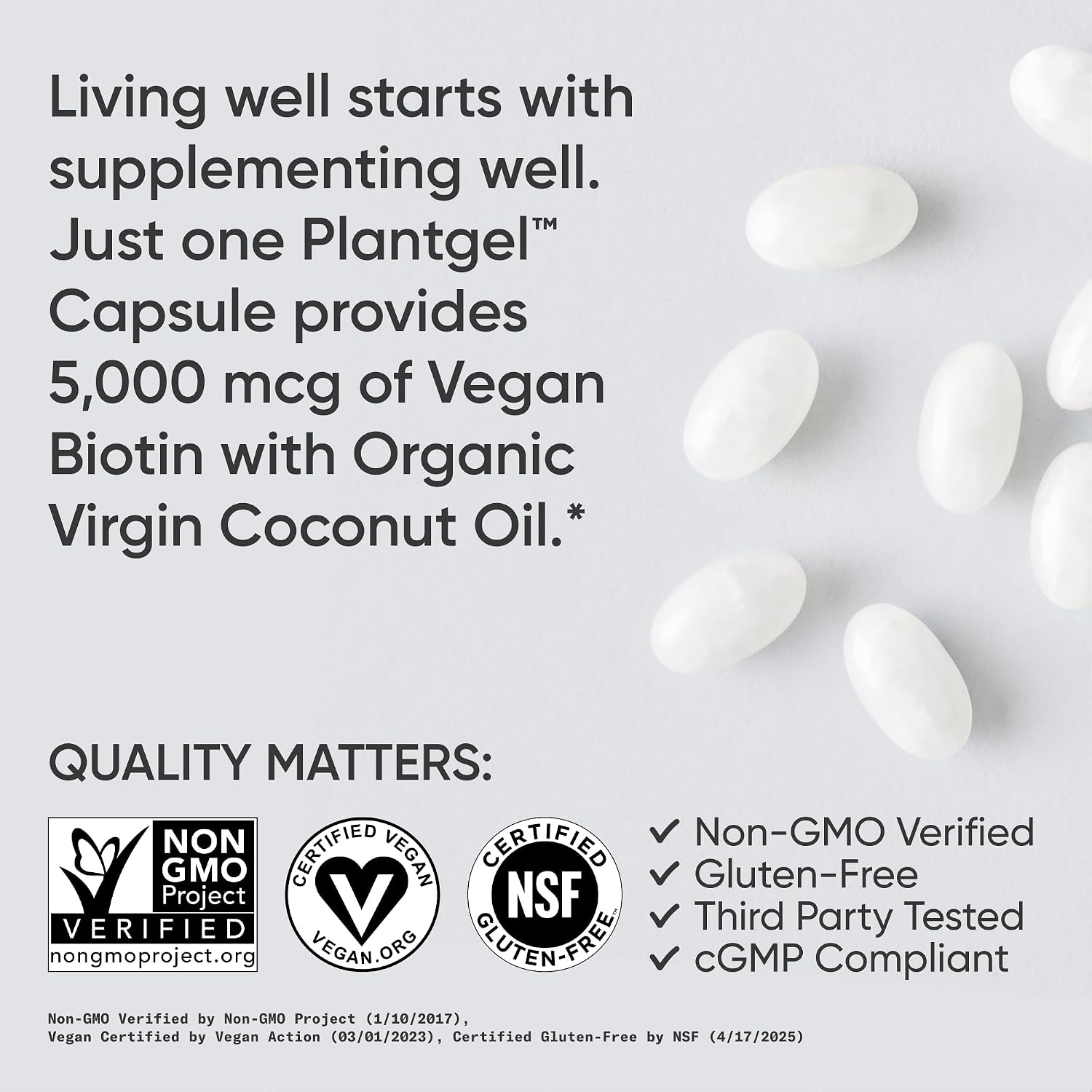 Sports Research® Biotin 5000mcg with Organic Coconut Oil - Vegan, Non-GM, 120 Softgels - görsel 4