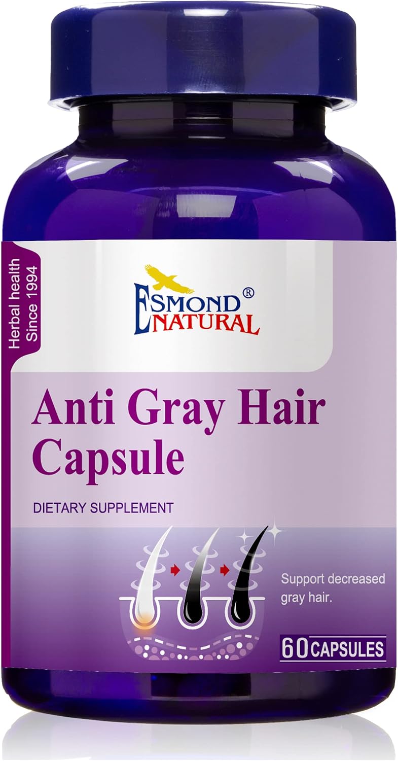 Esmond Natural Anti Grey Hair Capsule - Supports Healthy Hair Growth, GMP Certified, Made in USA (300 Capsules, 5 Pack) - görsel 1