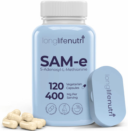 LongLifeNutri SAM-e 400mg – 120 Vegetarian Capsules – Image 1