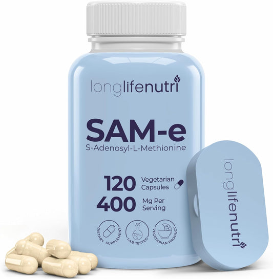 LongLifeNutri SAM-e 400mg – 120 Vegetarian Capsules – Image 1