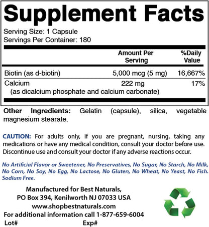 Best Naturals Biotin 5 mg