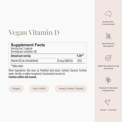 JSHealth Vitamin D3 1000IU Supplement - Vegan Vitamin D3 for Bone, Heart & Immune Support (60 Tablets)