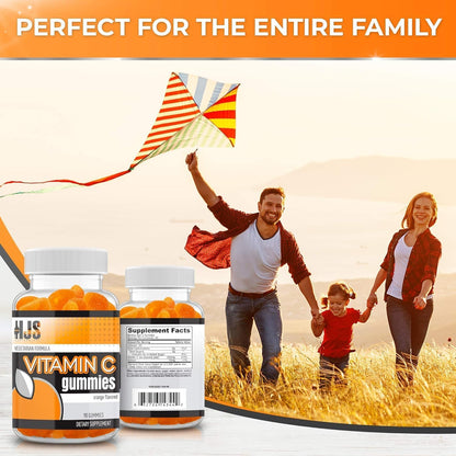 HJS Supplements Vitamin C Gummies - Orange Flavoured, 1000mg, 90 Count