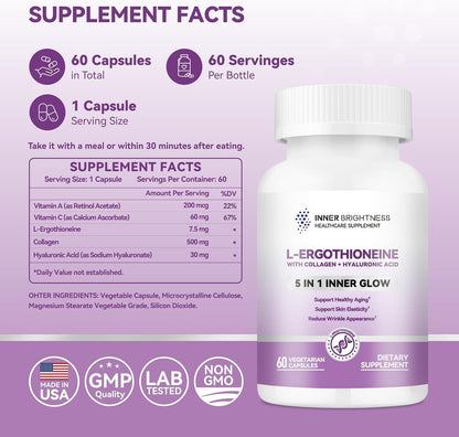 Inner Brightness L-Ergothioneine Supplements – Joint Comfort: Collagen supports cartilage health, while hyaluronic – Image 8