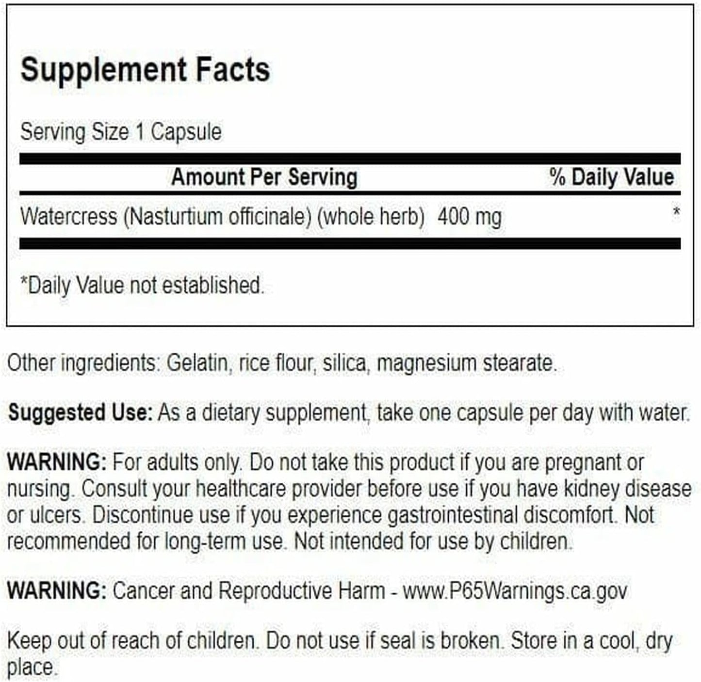 Swanson Full Spectrum Watercress 400 mg 60 Caps (2 Pack) - görsel 2