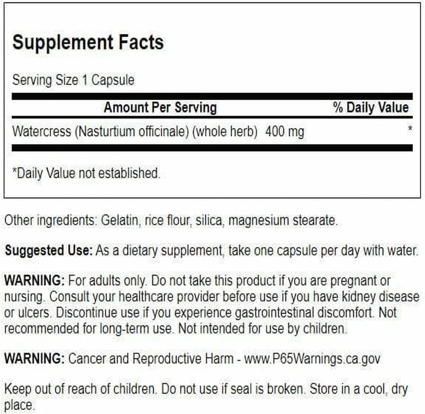 Swanson Full Spectrum Watercress 400 mg 60 Caps (2 Pack) - görsel 2