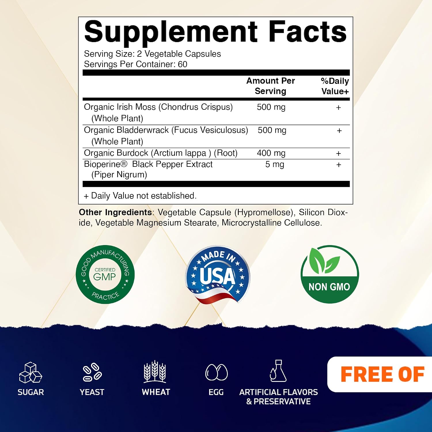 Vitamatic Irish Sea Moss – 120 Vegan Capsules with Bladderwrack & Burdock Root - görsel 2
