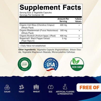 Vitamatic Irish Sea Moss – 120 Vegan Capsules with Bladderwrack & Burdock Root