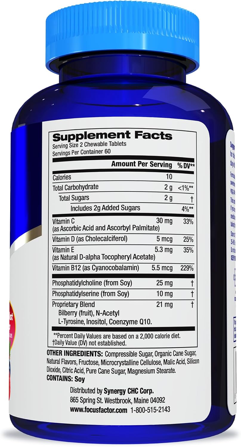 Focussed Factor Kids Extra Strength Daily Chewable – Brain Health Support – 120 Chewable Tablets - görsel 2