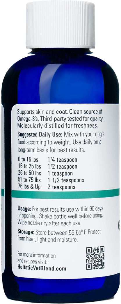 Holistic Vet Blend Green Omega-3 Oil for Pet Owners, Pure Marine Algae Assists Skin, Coat, Joint Health, Immune System, Heart & Kidney Function