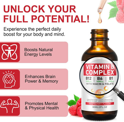 Vitamin B Complex Liquid, Vegan Vitamin B12 – Niacinamide (B3) – Included: A form of B3 that supports energy – Image 2