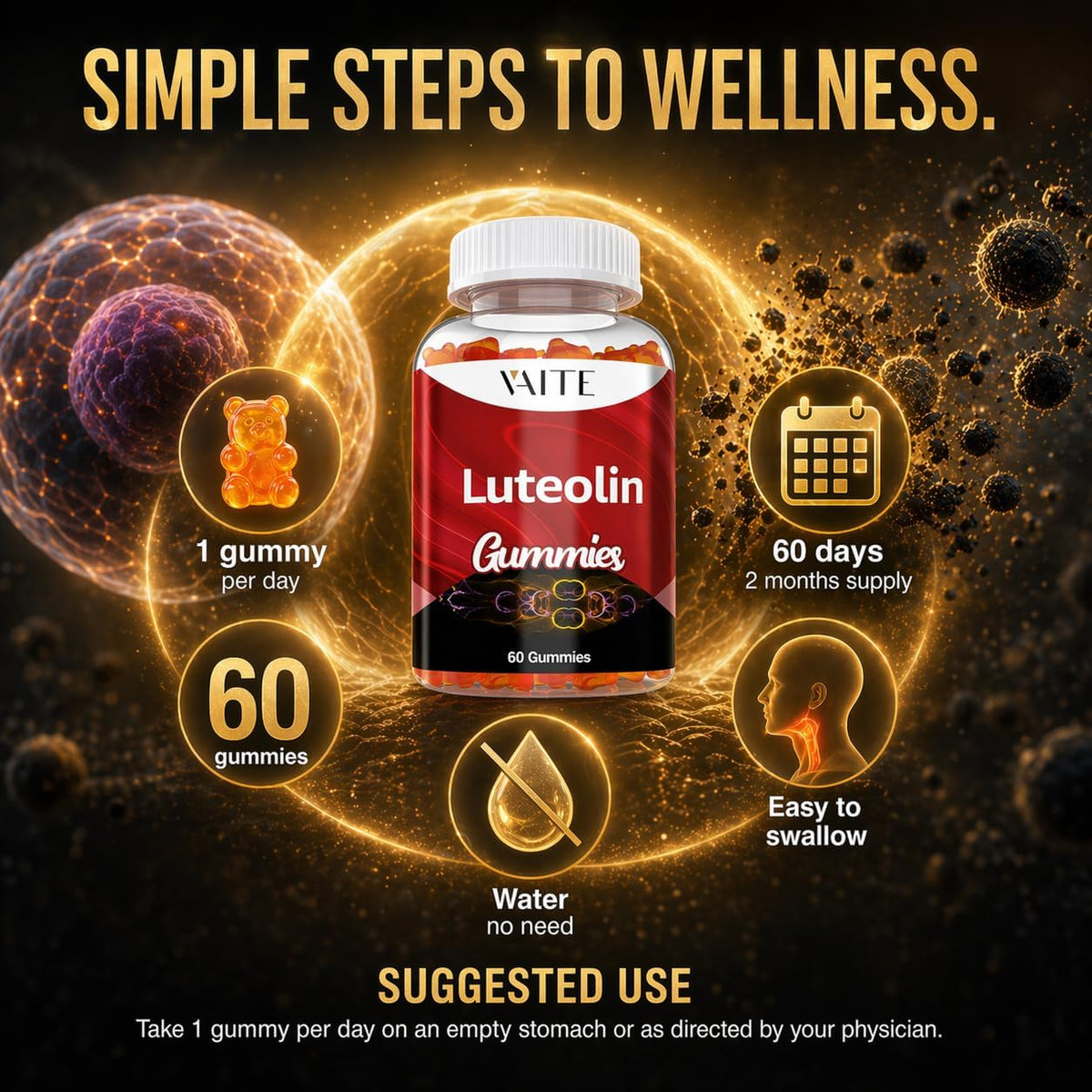 Luteolin 100mg Supplement - Vegan, Non-GM, – Energy support: By aiding cellular health, luteolin may help sustain – Image 4