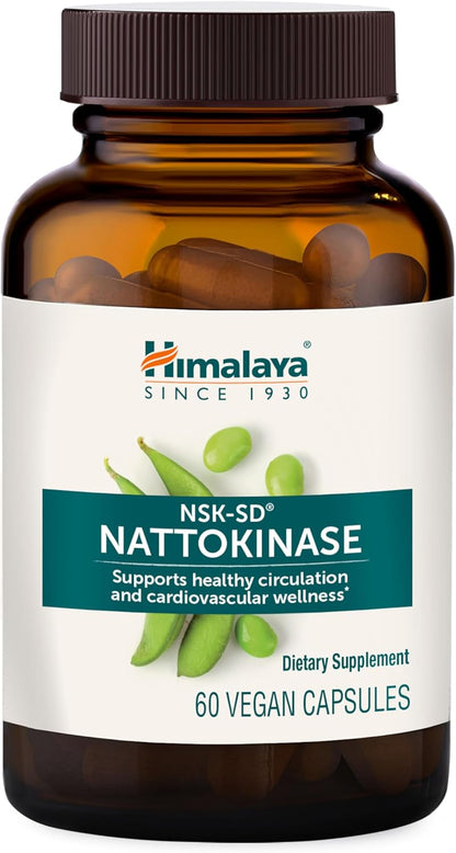 Himalaya NSK-SD Nattokinase, Dietary Supplement for Healthy Circulation, Vegan, Gluten Free Natto Extract, 100 mg, 60 – Image 1
