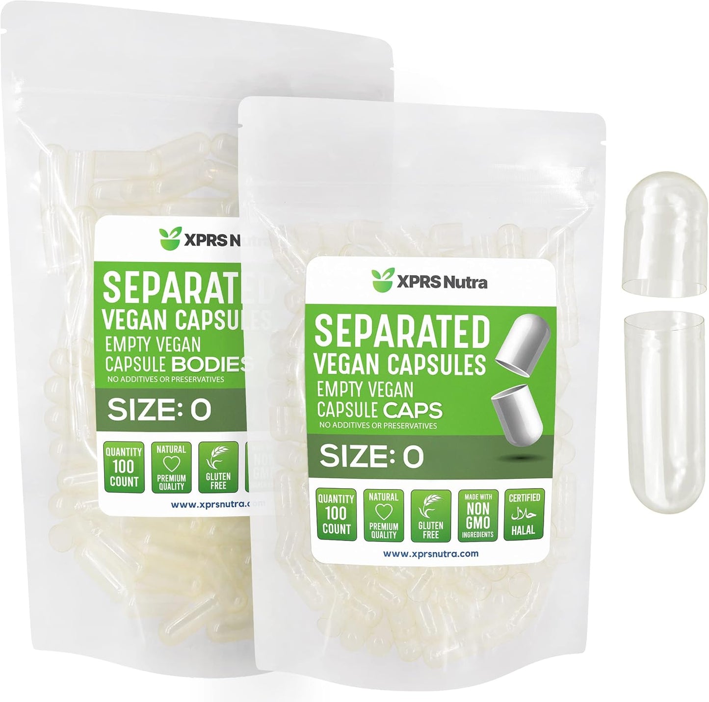 XPRS Nutra Vegan Size 0 Separated Capsules - 500 Count Clear Premium Empty Capsules - görsel 8