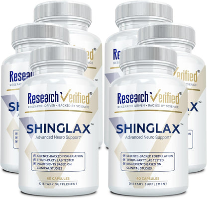 Research Verified Shinglax - Lemon Balm, Proteolytic Enzymes, Mushroom Complex, Vitamin B Complex, Oregano, Zinc - Non-GM, Made in USA - 60 Capsules (Pack of 6)