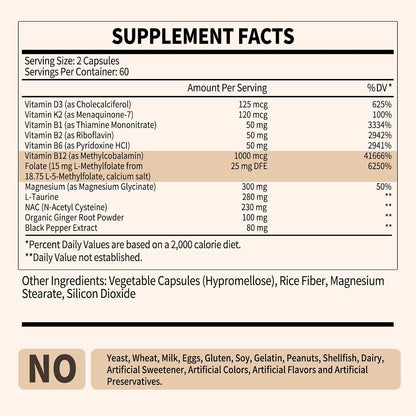 L-Methylfolate 15mg Plus Methyl B12 - – Brain Health: Methylfolate contributes to normal psychological function – Image 9