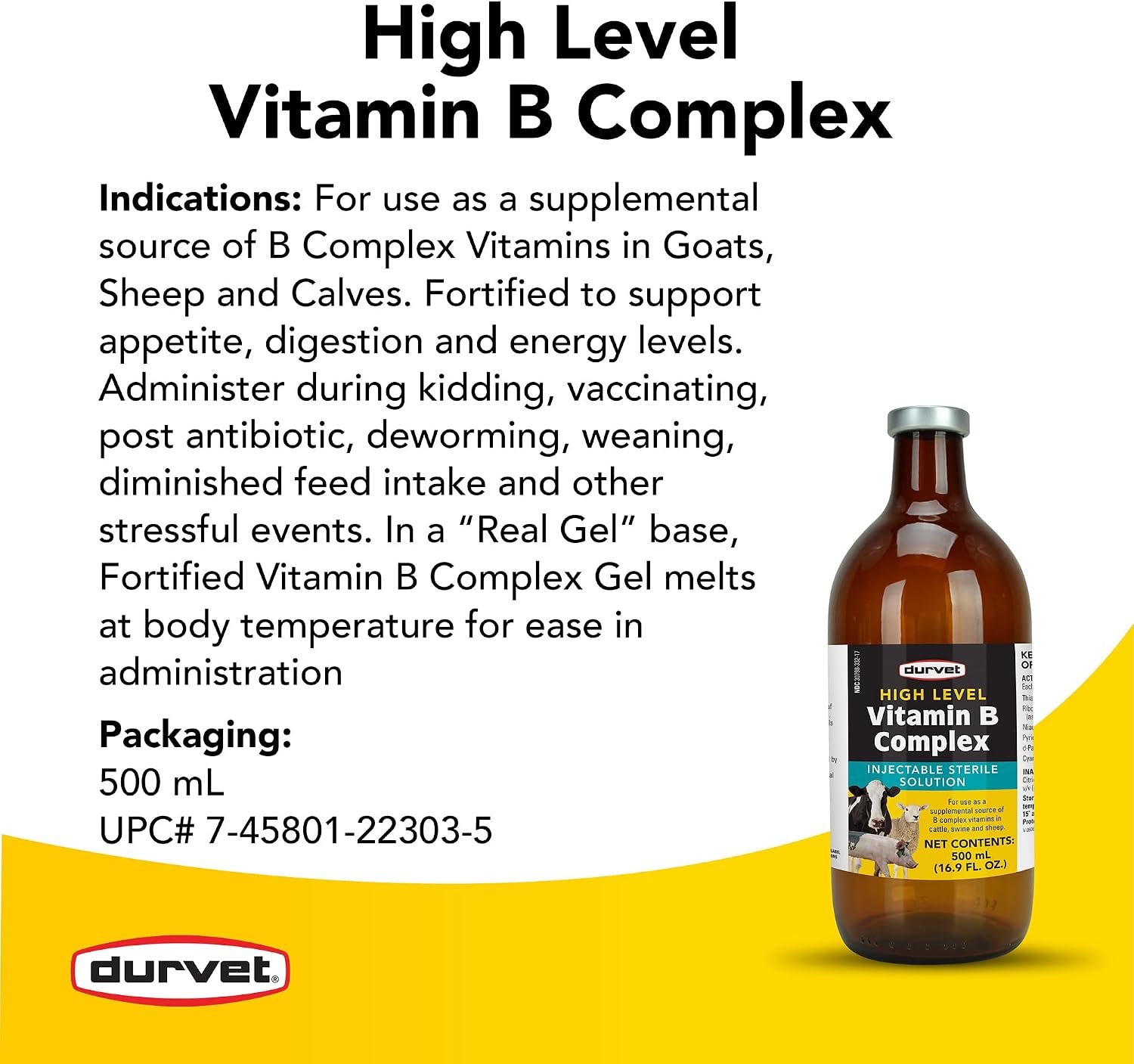 Durvet High Level Vitamin B Complex - 500 mL Liquid Supplement - görsel 3