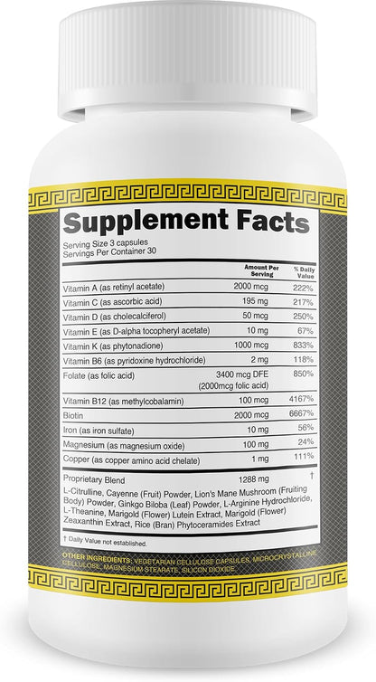 The Beard Czar Facial Hair Complex – Men's Beard Growth Supplement with Biotin & B Vitamins, 60 Capsules