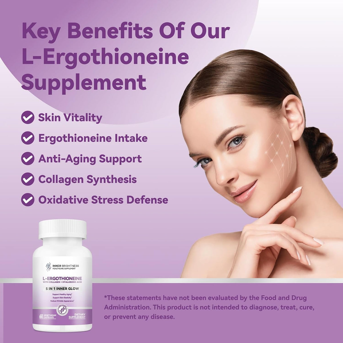 Inner Brightness L-Ergothioneine Supplements – Cellular Defence: L-Ergothioneine works via a unique mechanism to – Image 6