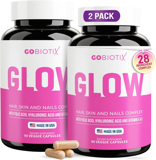 GOBIOTIX Hair, Skin & Nails Vitamins for – 10,000 mcg biotin supports fuller-looking hair and stronger nails. – Image 1