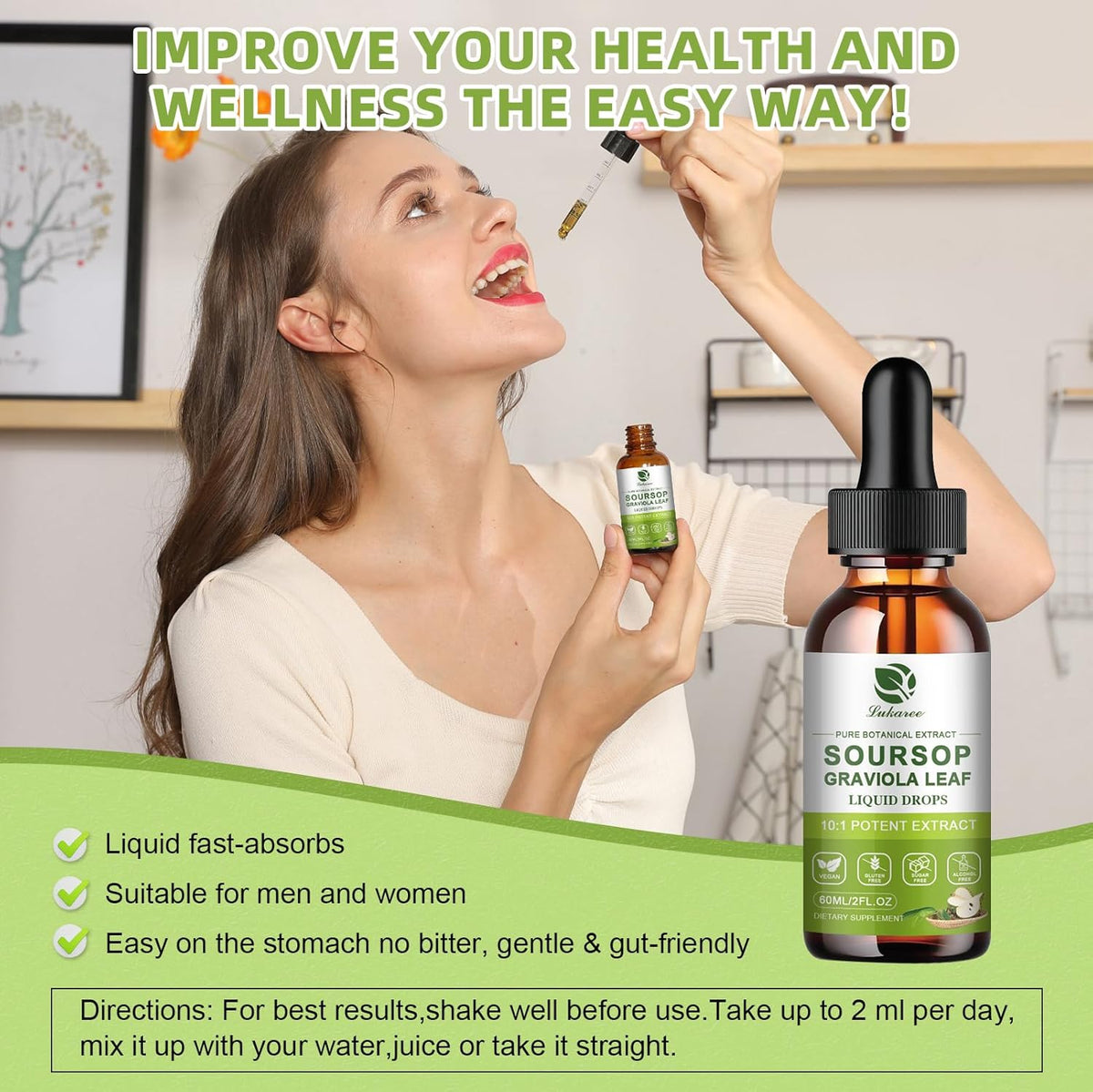 Lukaree Pure Soursop Graviola Leaf Extract for Immunity, Gut Health & Natural Energy Support – Soursop Bitters Liquid with – Image 8