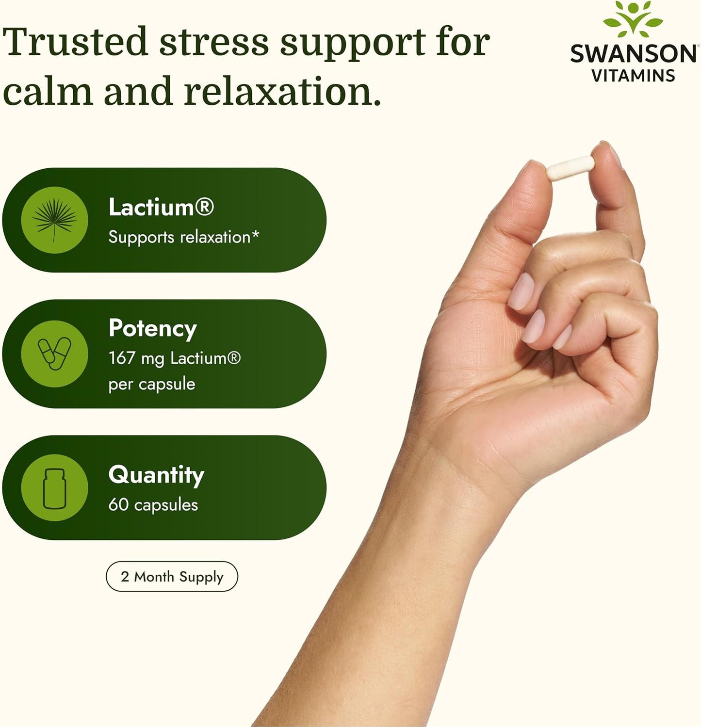 Swanson Women's Anti-Stress Formula with Lactium, 60 Capsules - görsel 3