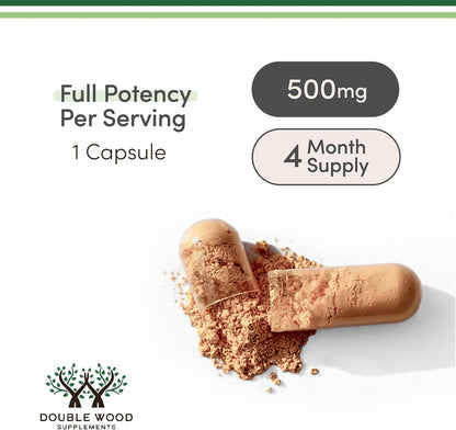 Rhodiola Rosea Supplement 500mg, 120 Vegan Capsules (3% Salidrosides, 1% Rosavins Extract) by Double Wood