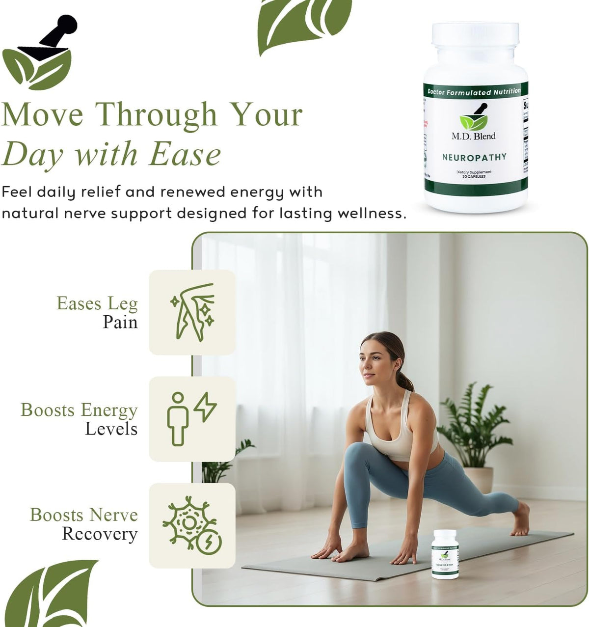 Neuropathy - Natural Blend for Nerve – Acetyl L-Carnitine (ALCAR): Supports mitochondrial energy production and – Image 2