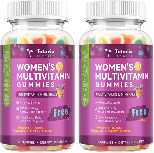 Totaria Sugar-free Multivitamin Gummies for Women's 14+ with Iron, Inositol, Folate, Biotin - Mixed Flavours (2 Pack) – Image 1
