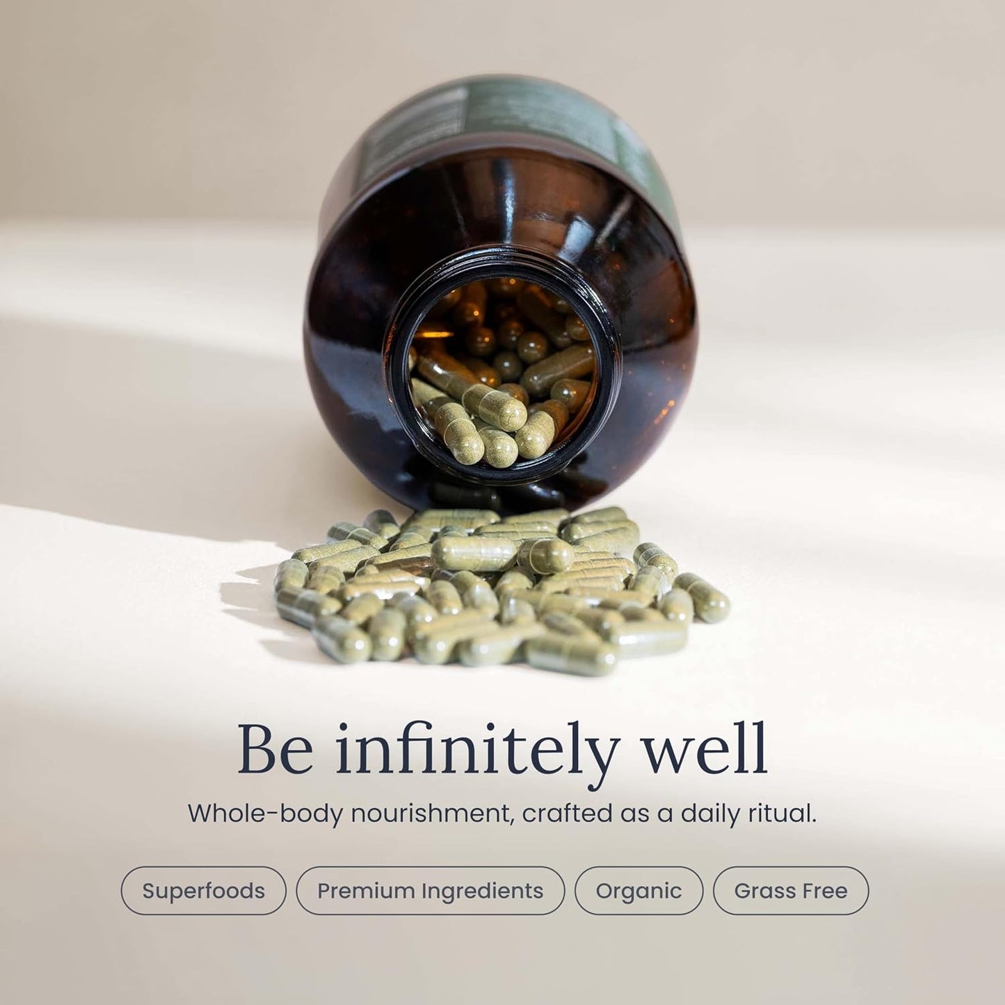 Infinity Greens Superfood Capsules - Blue Green Algae Based with 28 Organic Superfoods, No Fillers or Grasses, Low Temp Dehydrated (34 Servings) - görsel 10