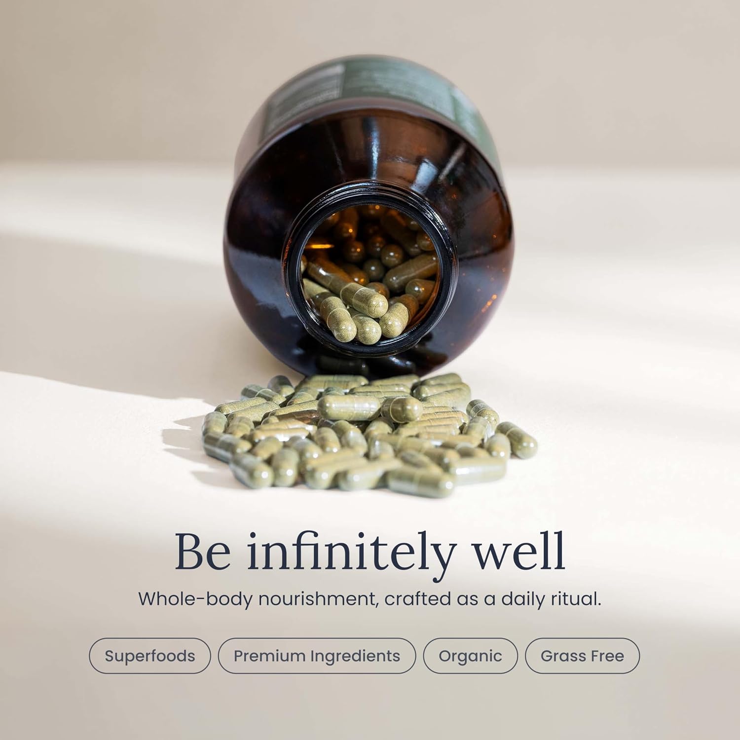Infinity Greens Superfood Capsules - Blue Green Algae Based with 28 Organic Superfoods, No Fillers or Grasses, Low Temp Dehydrated (34 Servings) - görsel 10