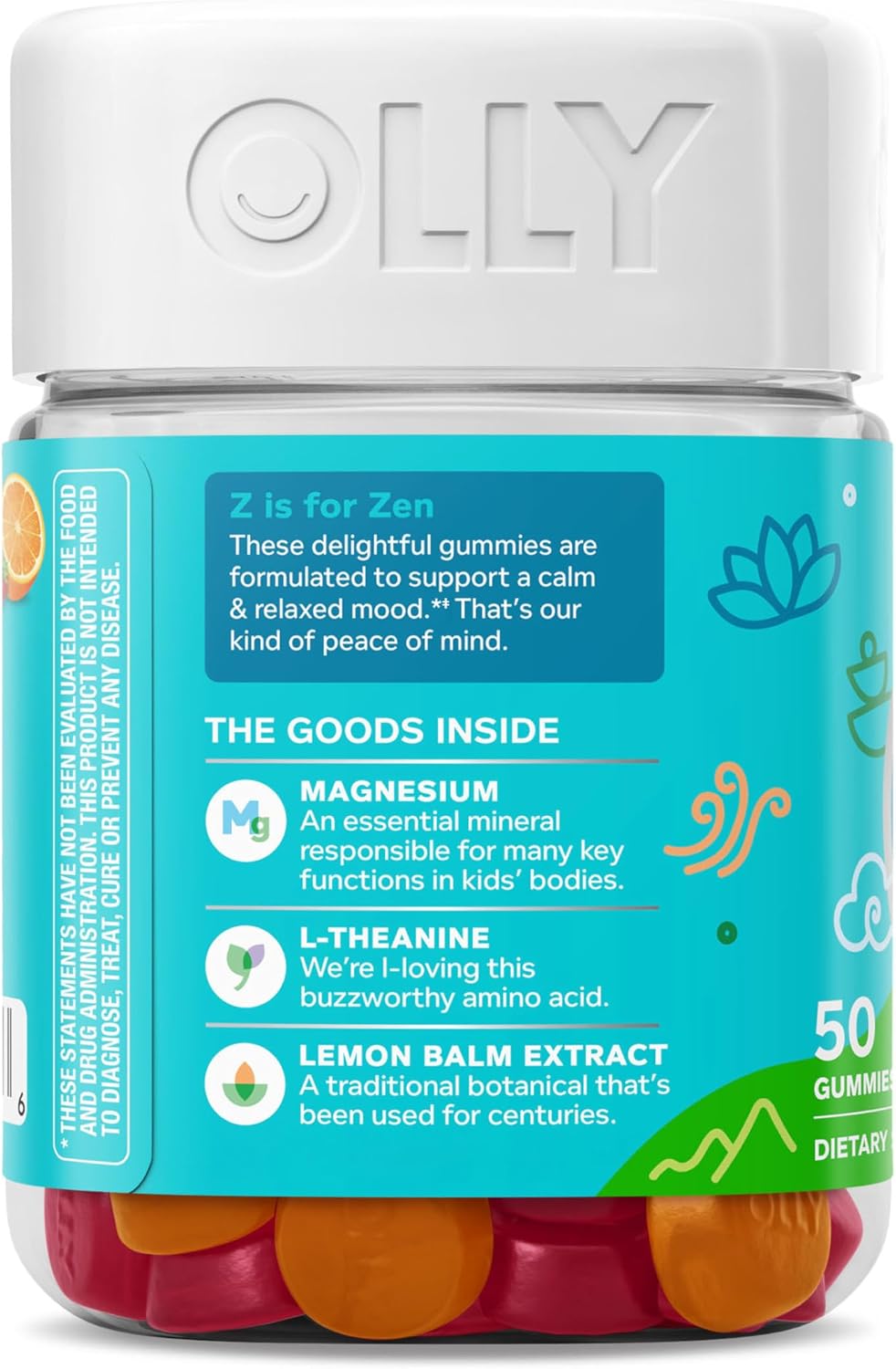 OLLY Kids Chillax Gummy - Magnesium, L-Theanine & Lemon Balm - Calm Mood Support - Sherbet Flavoured - 50 Gummies - görsel 8