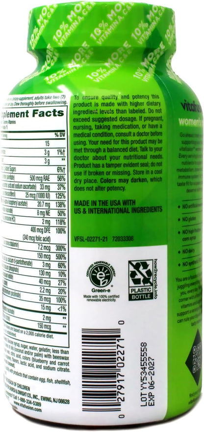 Vitafusion Women's Multivitamin Gummy - Energy, Metabolism & Bone Support - Berry Flavour, 150 Gummies