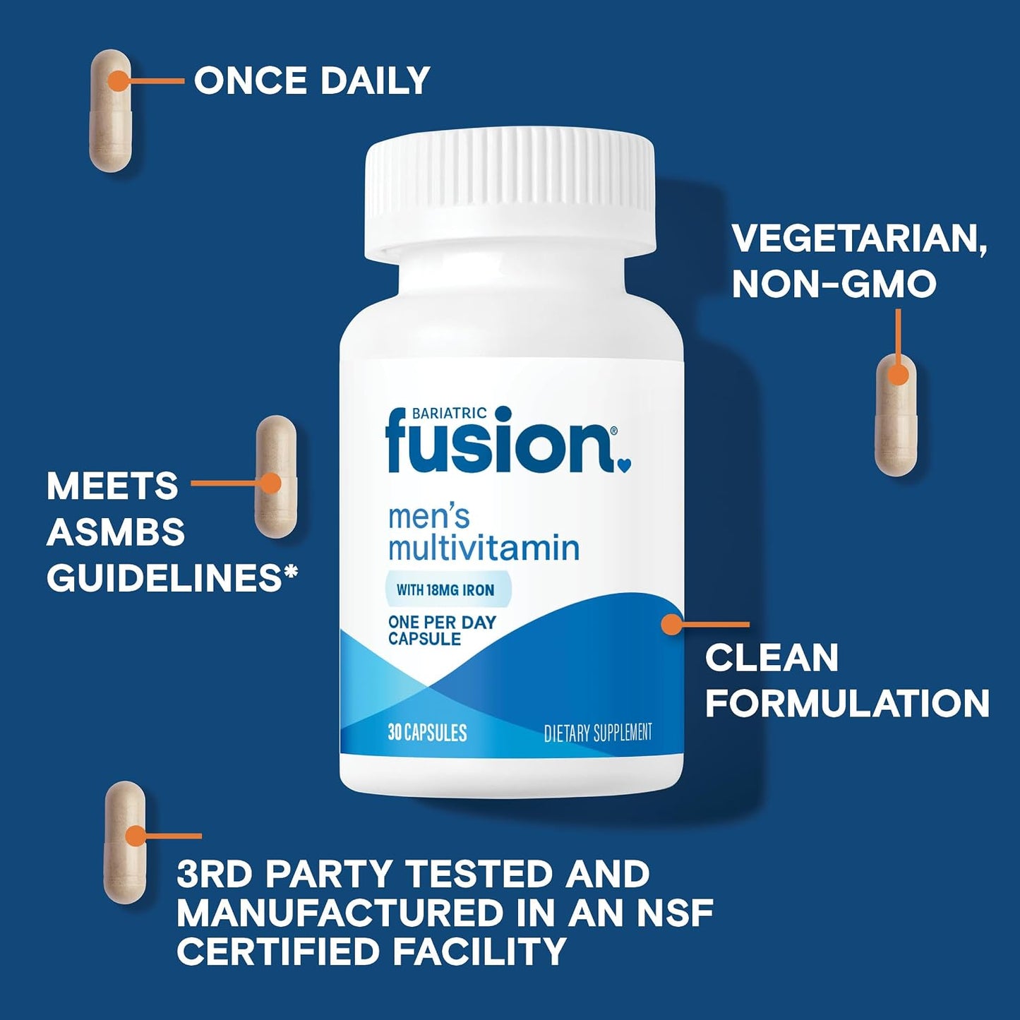 Bariatric Fusion One Per Day Multivitamin with Iron for Men - 30 Capsules - görsel 3