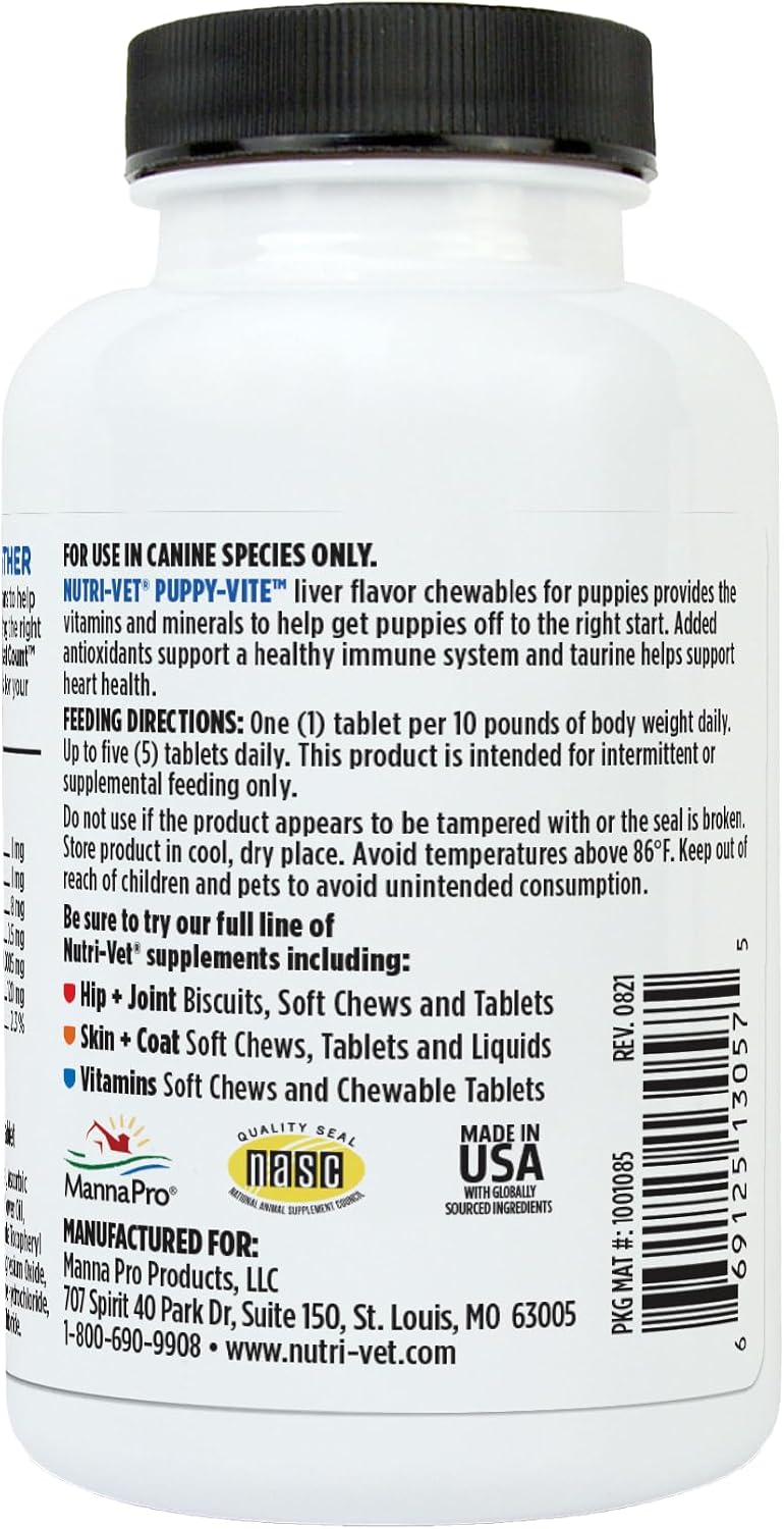 Nutri-Vet Puppy-Vite Chewables for Puppies - Daily Dog Multivitamin with Essential Nutrients, 60 Chewables - görsel 10